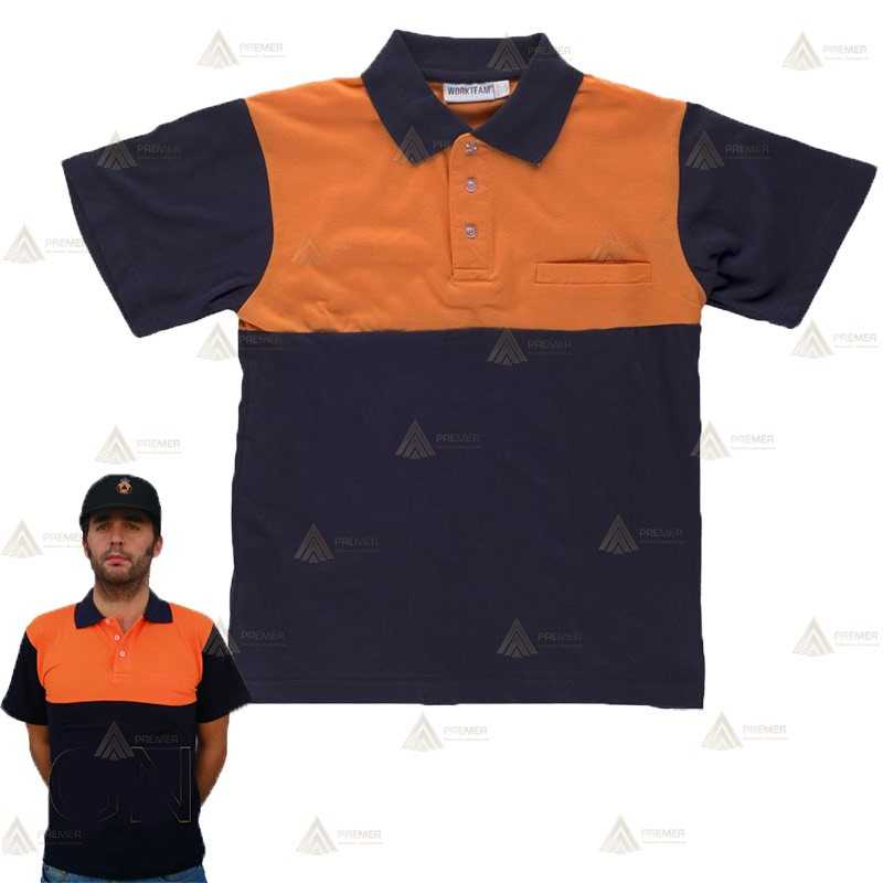 Polo económico bicolor de algodón para Protección Civil