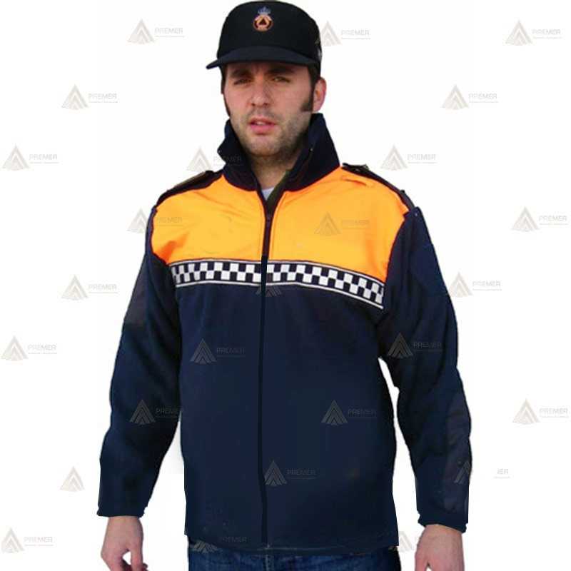 Chaqueta polar con cinta reflectante damero para Protección Civil