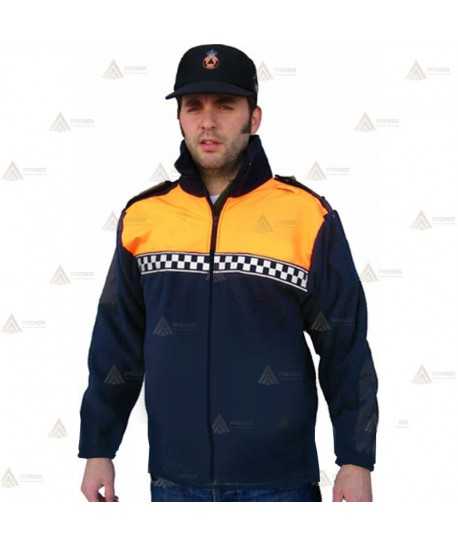 Chaqueta polar con cinta reflectante damero para Protección Civil
