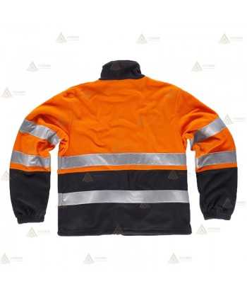 Chaqueta colar bicolor de alta visibilidad con cremallera color naranja flúor/marino para Protección Civil