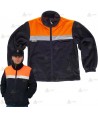 Chaqueta polar bicolor con cremallera y una cinta reflectante en color marino y naranja flúor para Protección Civil