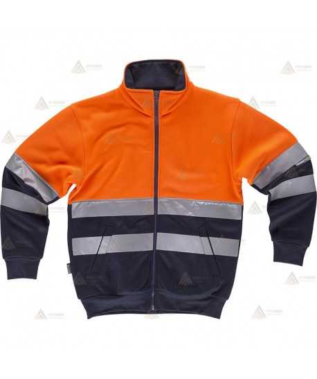 Sudadera bicolor de alta visibilidad con cremallera color naranja flúor/marino para Protección Civil