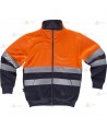 Sudadera bicolor de alta visibilidad con cremallera color naranja flúor/marino para Protección Civil