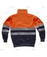Sudadera bicolor de alta visibilidad con cremallera color naranja flúor/marino para Protección Civil