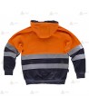 Sudadera alta visibilidad bicolor con cremallera y capucha color naranja flúor/marino para Protección Civil