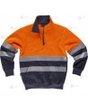 Sudadera bicolor de alta visibilidad con media cremallera color naranja flúor/marino para Protección Civil