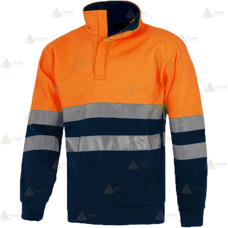 Sudadera alta visibilidad bicolor marino y naranja flúor para Protección Civil