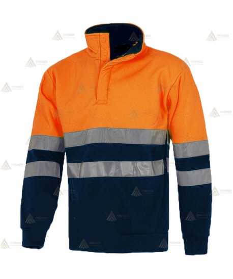 Sudadera alta visibilidad bicolor marino y naranja flúor para Protección Civil