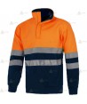 Sudadera alta visibilidad bicolor marino y naranja flúor para Protección Civil