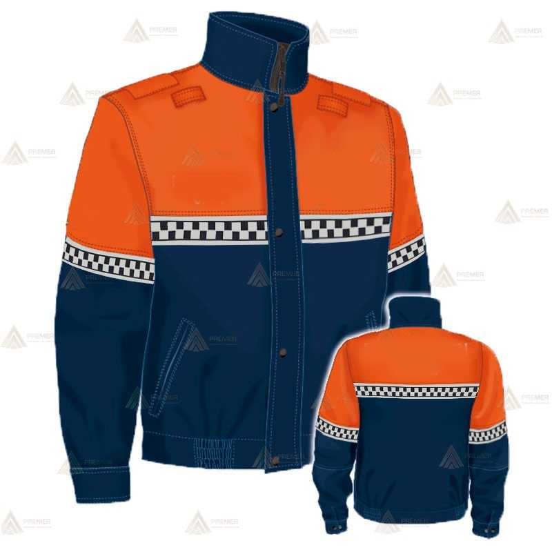 Cazadora softshell bicolor con membrana PTFE y cinta reflectante tipo damero color plata para Protección Civil