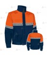 Cazadora softshell bicolor con membrana PTFE y cinta reflectante tipo damero color plata para Protección Civil