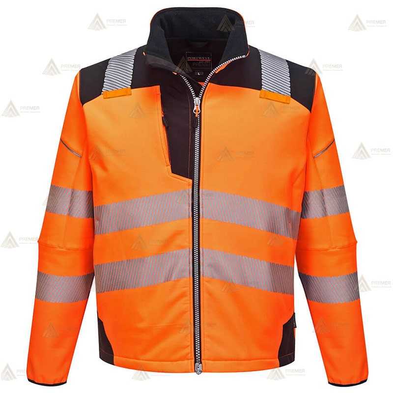 Softshell bicolor en alta visibilidad con cintas segmentadas para Protección Civil