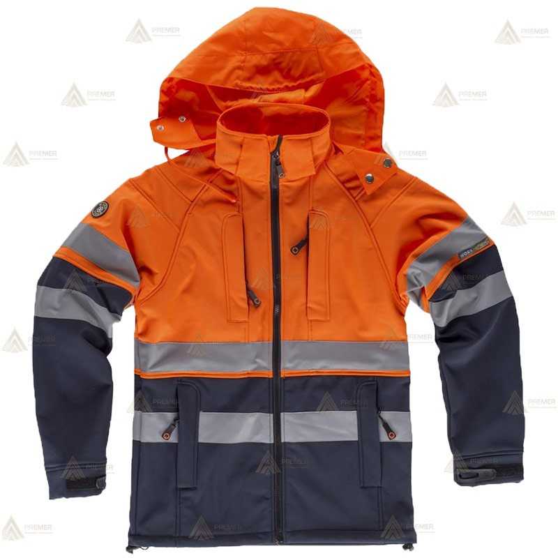 Chaqueta softshell bicolor con cinta reflectante y membrana PU para Protección Civil