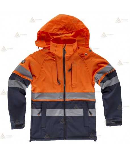 Chaqueta softshell bicolor con cinta reflectante y membrana PU para Protección Civil