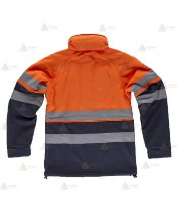 Chaqueta softshell bicolor con cinta reflectante y membrana PU para Protección Civil