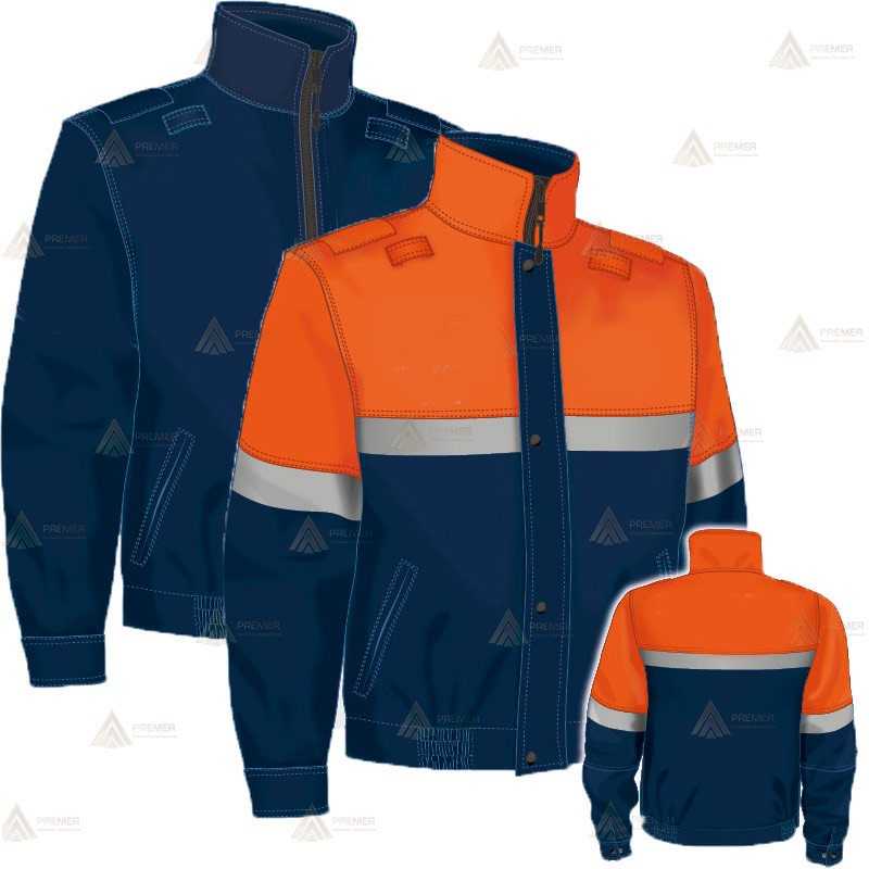 Cazadora softshell bicolor con membrana PTFE y cinta reflectante color plata para Protección Civil. reversible a color marino