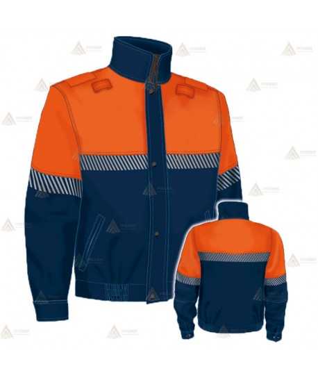 Cazadora softshell bicolor con membrana PTFE y cinta reflectante segmentada color plata para Protección Civil