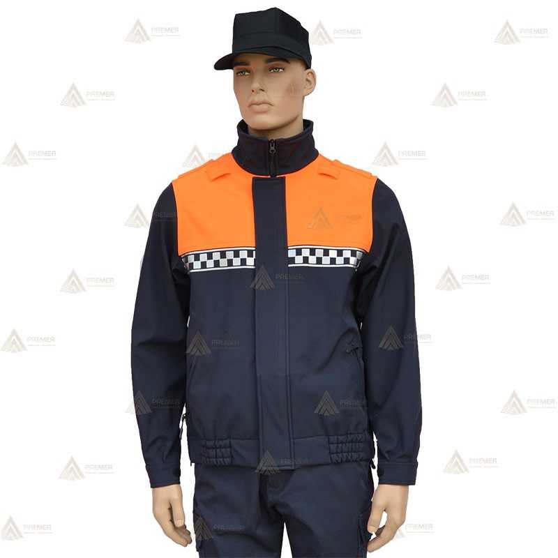 Cazadora softshell bicolor con damero reflectante para Protección Civil