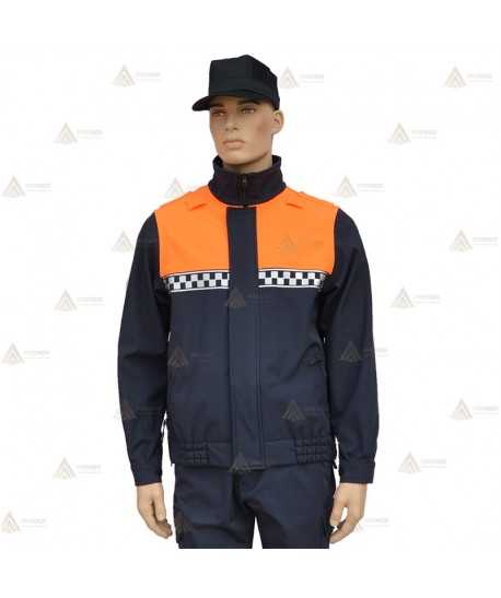 Cazadora softshell bicolor con damero reflectante para Protección Civil