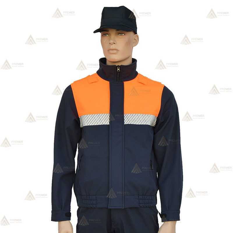 Cazadora softshell bicolor con cinta reflectante segmentada para Protección Civil