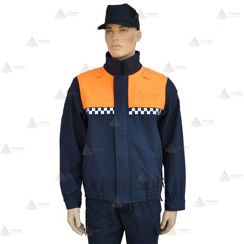 Cazadora softshell bicolor con damero reflectante para Protección Civil