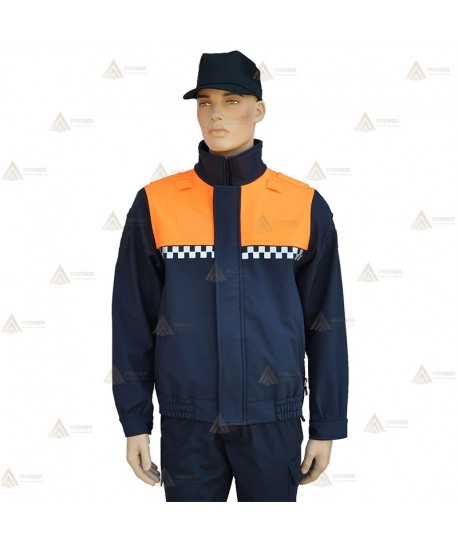 Cazadora softshell bicolor con damero reflectante para Protección Civil