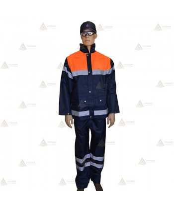 Traja de lluvia bicolor con cintas reflectantes para Protección Civil