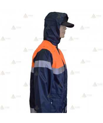 Traja de lluvia bicolor con cintas reflectantes para Protección Civil
