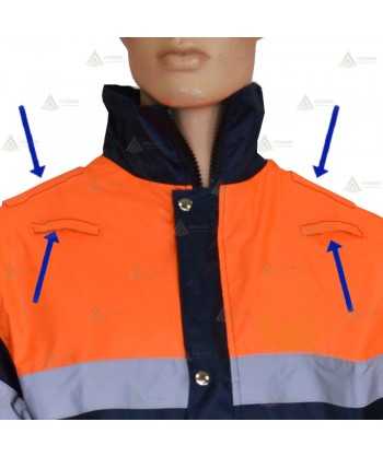 Traja de lluvia bicolor con cintas reflectantes para Protección Civil