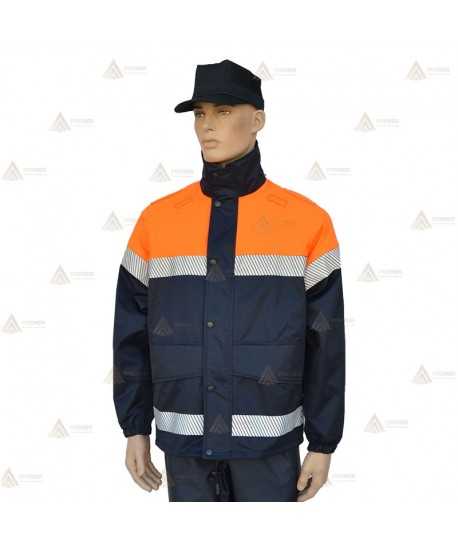 Chubasquero bicolor con cintas reflectantes segmentadas y membrana PTFE para Protección Civil