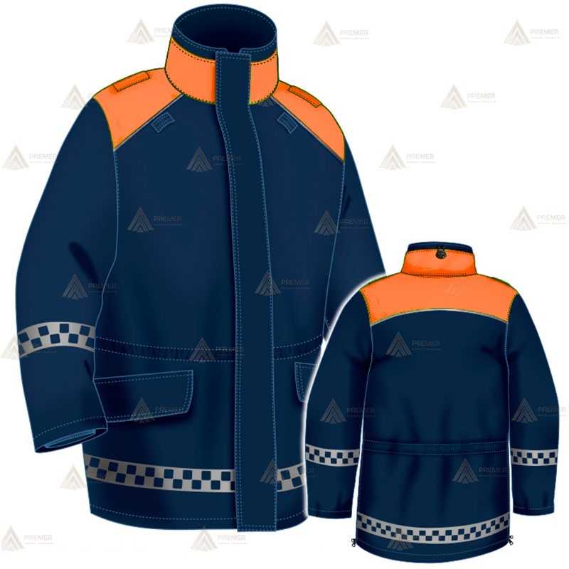 Parka bicolor e impermeable con damero para Protección Civil