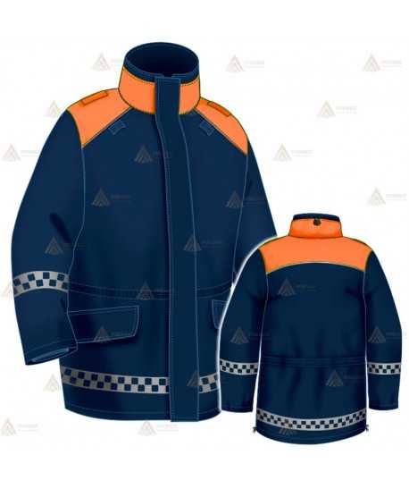 Parka bicolor e impermeable con damero para Protección Civil