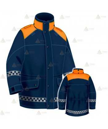 Parka bicolor con forro opcional, damero reflectante y membrana PTFE para Protección Civil