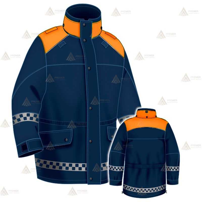Parka bicolor con forro opcional, damero reflectante y membrana PTFE para Protección Civil