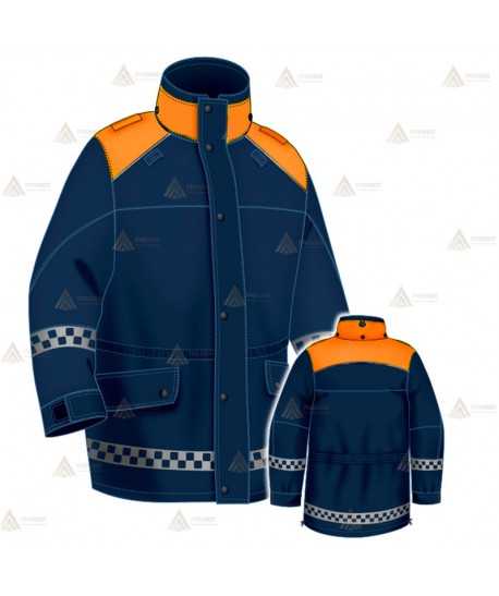 Parka bicolor con forro opcional, damero reflectante y membrana PTFE para Protección Civil