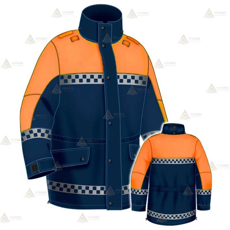 Parka bicolor con damero reflectante forro desmontable y membrana PTFE para Protección Civil