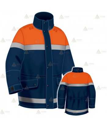 Parka bicolor con cinta reflectante, forro desmontable y membrana PTFE para Protección Civil