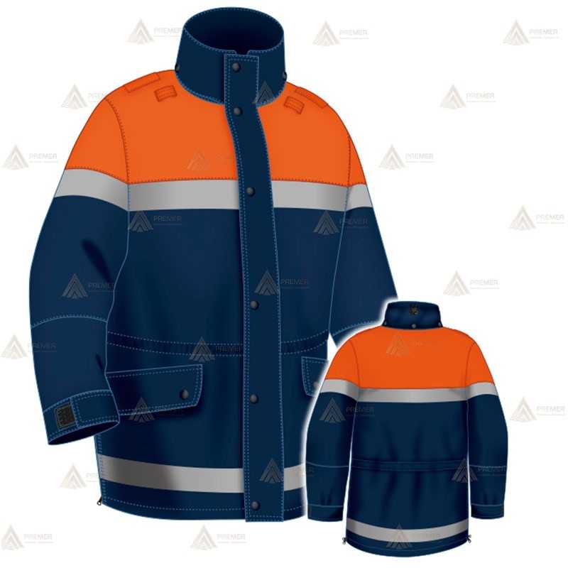 Parka bicolor con cinta reflectante, forro desmontable y membrana PTFE para Protección Civil