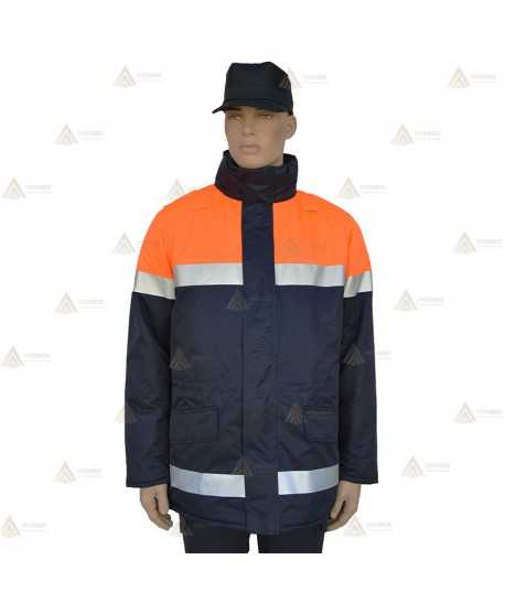 Parka bicolor e impermeable con cinta reflectante para Protección Civil