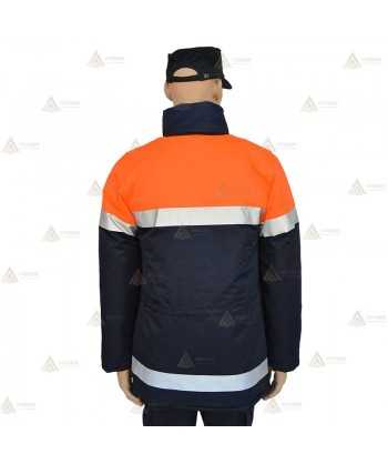 Parka bicolor e impermeable con cinta reflectante para Protección Civil
