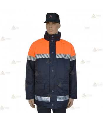 Parka bicolor con cinta segmentada, forro desmontable  y membrana PTFE para Protección Civil