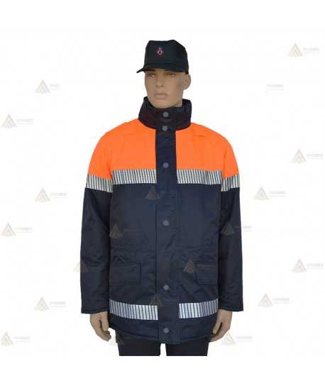 Parka bicolor con cinta segmentada, forro desmontable  y membrana PTFE para Protección Civil