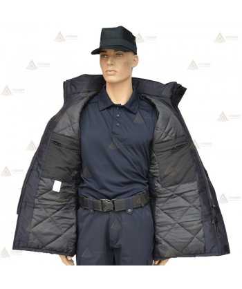 Parka ligera color azul marino y azul tropical,  impermeable con cinta reflectante y membrana PU para Policía Local