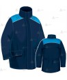 Parka ligera color azul marino y azul tropical,  impermeable con cinta reflectante y membrana PU para Policía Local