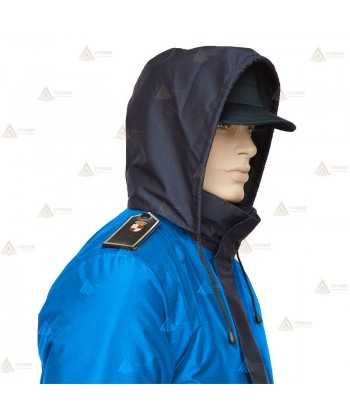 Parka ligera color azul marino azul tropical,  impermeable con cinta damero reflectante y membrana PU para Policía Local