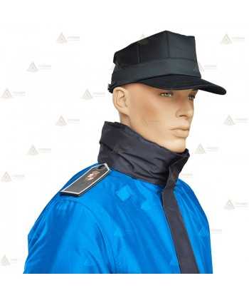 Parka ligera color azul marino azul tropical,  impermeable con cinta damero reflectante blanco y membrana PU para Policía Local