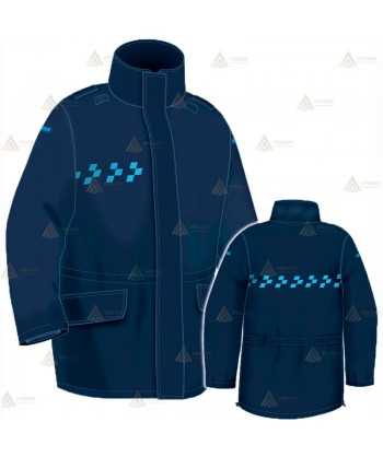 Parka ligera color azul marino, con damero azul y membrana impermeable PU para Policía Local