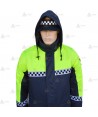Parka ligera color azul marino y amarillo flúor, con damero reflectante y membrana impermeable PU para Policía Local