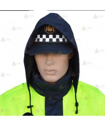 Parka ligera color azul marino y amarillo flúor,  con cinta reflectante y membrana impermeable PU para Policía Local