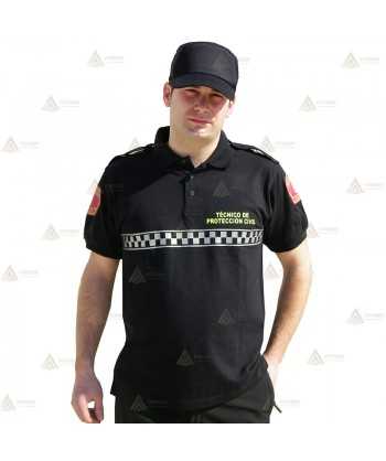Polo de manga corta con damero reflectante para Técnico de Protección Civil